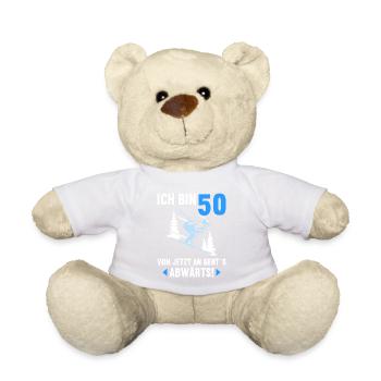 Ich bin 50 Ab jetzt gehts abwärts 50 Geburtstag - Teddy - Weiß - Vorne