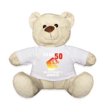 Ich bin 50 Ab jetzt gehts abwärts 50 Geburtstag - Teddy - Weiß - Vorne