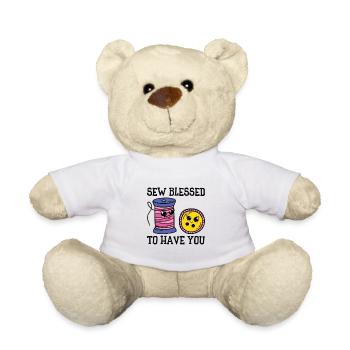 Button Thread Sibling Goals Big Brother Sister Pun - Teddy Bear - white - Front