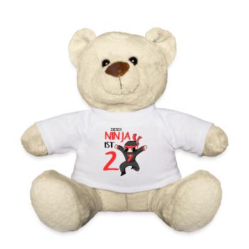 2. Geburtstag Junge 2 Jahre alt Ninja - Teddy - Weiß - Vorne