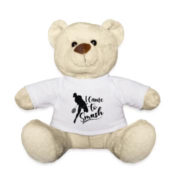 I came to Smash Badminton Player Shuttlecock Sport - Teddy Bear - white - Front
