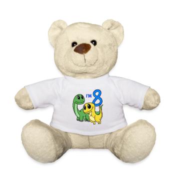 8ème anniversaire garçon - 8 ans cadeau Dino - Nounours - blanc - Devant