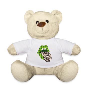 Green Lips Leopard Print Tongue de St Patricks - Nounours - blanc - Devant