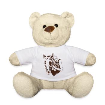 Girl Horse Lover, Horse Owner, Equestrian Gift - Teddy Bear - white - Front