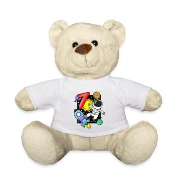 7 years old Young astronaut - Teddy Bear - white - Front