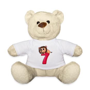 7 Jahre alt - 7 Geburtstag mit Tier Motiv - Teddy - Weiß - Vorne