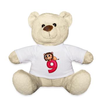 9 Jahre alt - 9. Geburtstag mit Tier Motiv - Teddy - Weiß - Vorne