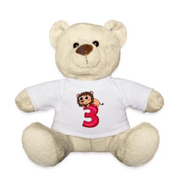 3 years old - 3 birthday with animal motif - Teddy Bear - white - Front