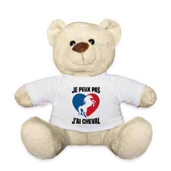 Je Peux Pas J'ai Cheval Vintage Cœur Cadeau - Nounours - blanc - Devant
