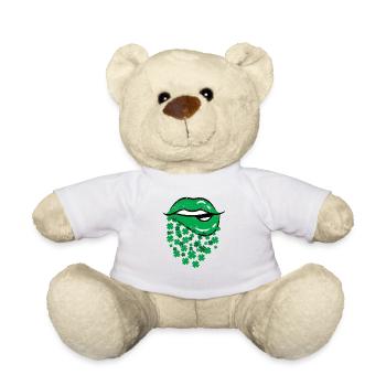 Lips Sexy Green Cool Irish Clover St Patricks - Teddy Bear - white - Front