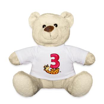 3 Jahre alt - 3. Geburtstag mit Tier Motiv - Teddy - Weiß - Vorne