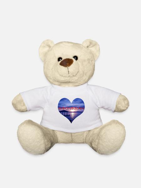 Indonesian Heart Design - Blue - Teddy Bear - white