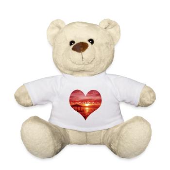 Indonesian Heart Design - Red - Teddy Bear - white - Front