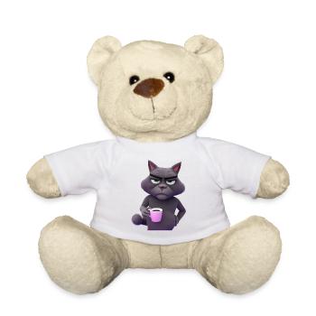 Chat de mauvaise humeur grognon matinal - Nounours - blanc - Devant