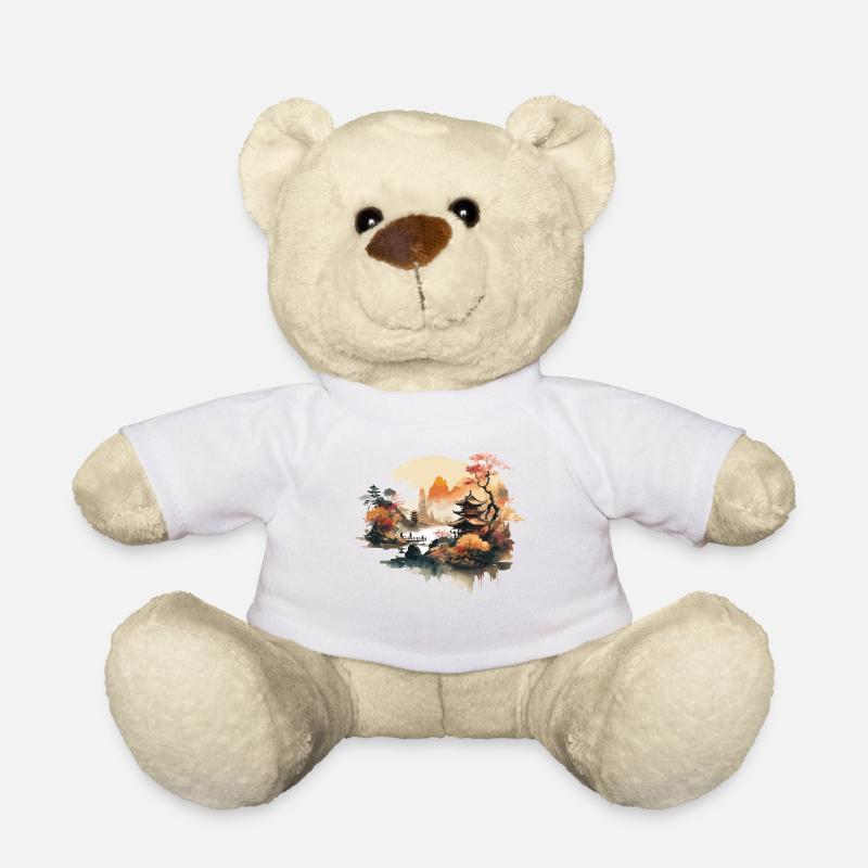 Aquarelle asiatique - Nounours - blanc