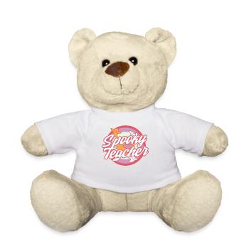 Halloween Teacher Shirt, Spooky Teacher Ghost Bat - Teddy Bear - white - Front