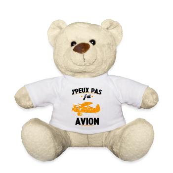 Je peux pas j'ai avion humour aviation Cadeau - Nounours - blanc - Devant