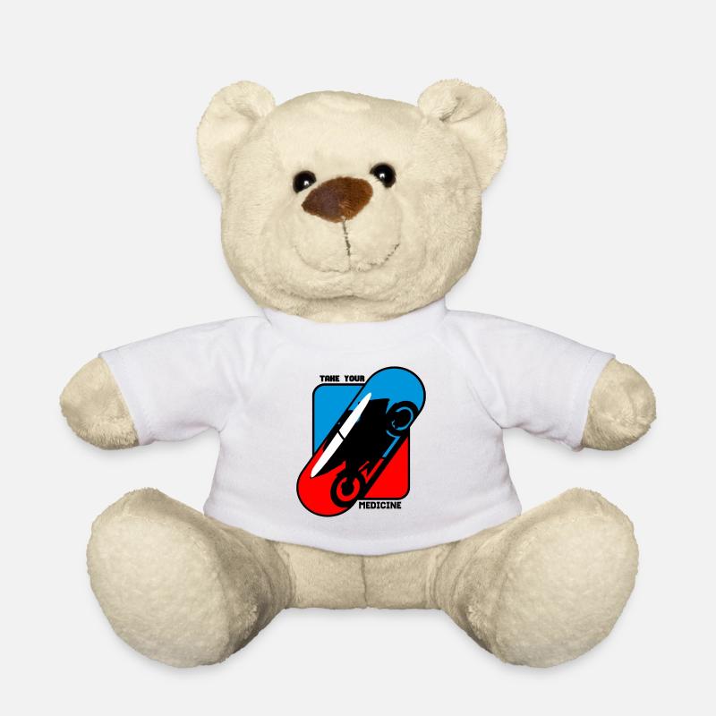Prenez votre médicament - Moto de course - Nounours - blanc