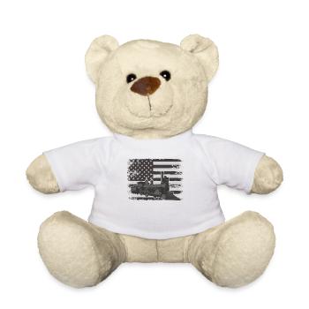 Train and USA flag I'm still playing with train - Teddy Bear - white - Front