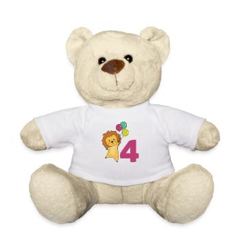 Leo ballons quatrième anniversaire pour enfants - Nounours - blanc - Devant