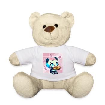 Cute Kawaii Panda Who Eats Waffle Anime Manga - Teddy Bear - white - Front