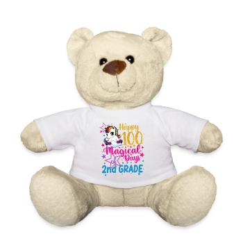 Licorne heureuse 100 jours magiques de 2e année - Nounours - blanc - Devant