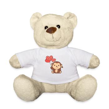 Monkey for Valentine's Day cute animals with hearts - Teddy Bear - white - Front