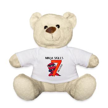 7ème anniversaire garçon 7 ans ninja sept ans - Nounours - blanc - Devant