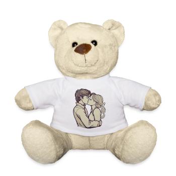 Cute couple kiss - Teddy Bear - white - Front