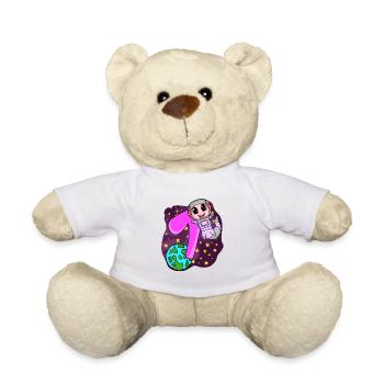 7th Birthday - 7 Years Astronaut Girl Gift - Teddy Bear - white - Front