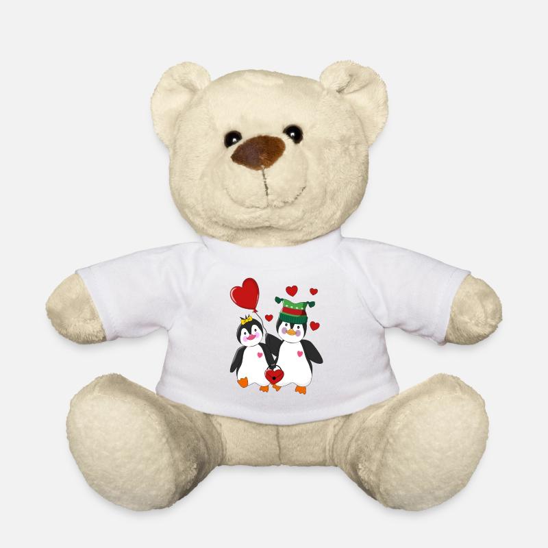 Pingouins amoureux Saint-Valentin - Nounours - blanc