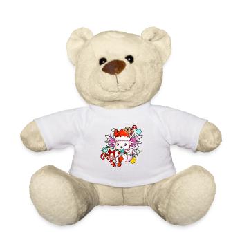 Mit Lebkuchenmann und Mütze - Axolotl Weihnachten - Teddy - Weiß - Vorne