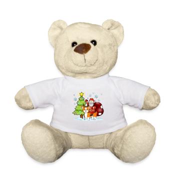 Le Père Noël chevauche Corgi Noël - Nounours - blanc - Devant