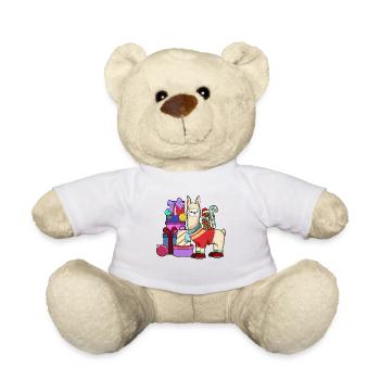 Mit Lebkuchenmann - Lama Weihnachten - Teddy - Weiß - Vorne