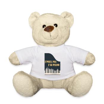 J'Peux Pas J'Ai Piano Cadeau Orchestre Pianiste - Nounours - blanc - Devant