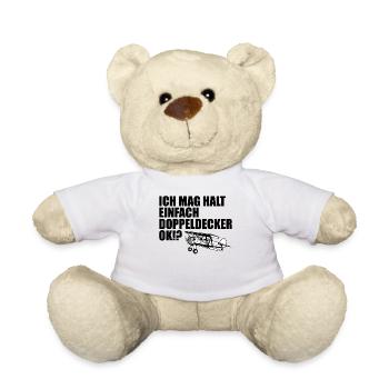 Doppeldecker Flugzeug Pilot Cooler Spruch Geschenk - Teddy - Weiß - Vorne