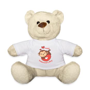 Monkey for Valentine's Day cute animals with hearts - Teddy Bear - white - Front