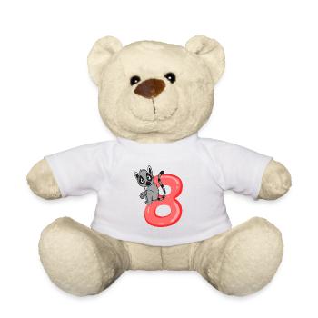 8 Jahre alt - 8. Geburtstag mit Tier Motiv - Teddy - Weiß - Vorne