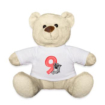 9 Jahre alt - 9. Geburtstag mit Tier Motiv - Teddy - Weiß - Vorne