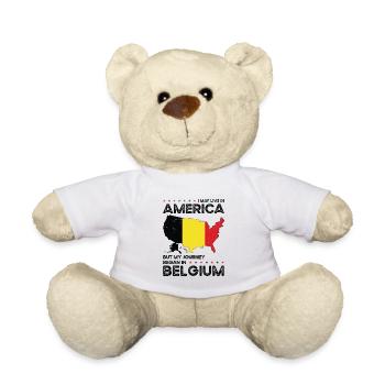 Born Belgian Belgium American USA Citizenship - Teddy Bear - white - Front