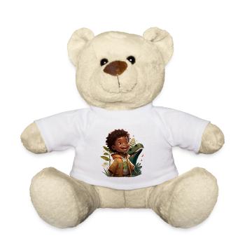 Kleines Kind mit Dino / Reptil - Teddy - Weiß - Vorne