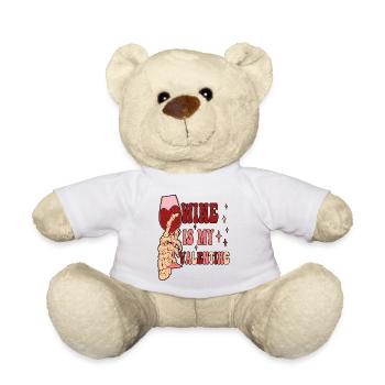 Wein ist mein Valentinstag Anti-Valentinstag - Teddy - Weiß - Vorne