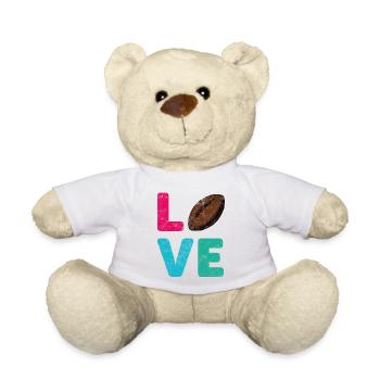 Love Football lustiges funny Design Tshirt - Teddy - Weiß - Vorne