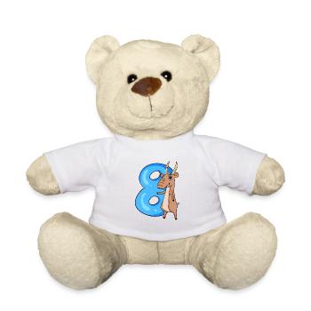 8 Jahre alt - 8. Geburtstag mit Tier Motiv - Teddy - Weiß - Vorne