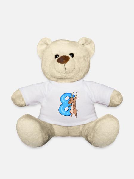 8 Jahre alt - 8. Geburtstag mit Tier Motiv - Teddy - Weiß