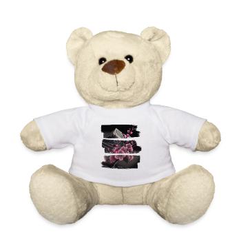 Vintage Japanese Sakura Cherry Blossom Temple - Teddy Bear - white - Front
