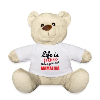 Mangez de la nourriture roumaine Mamaliga - Nounours - blanc - Devant