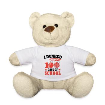 100 Days School Basketball Gift For Kids - Teddy Bear - white - Front