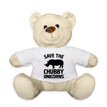 Unicorn Rhinoceros Save the chubby unicorns black - Teddy Bear - white - Front