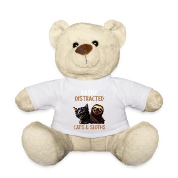 Facilement distrait par les chats et les paresseux - Nounours - blanc - Devant
